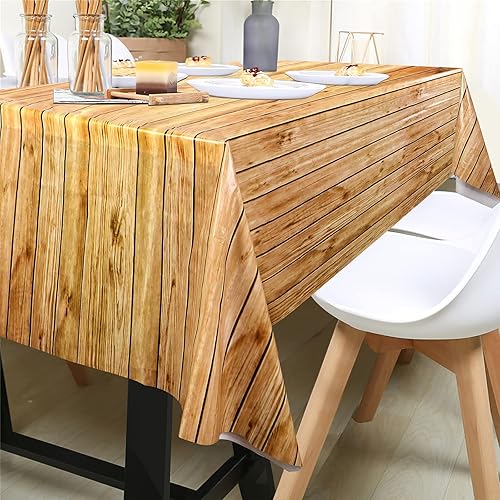 Miniatura 4 de PHOGARY Mantel rectangular con estampado de madera de grano de madera, 3 piezas, para decoración rústica, boda, baby shower, mantel rectangular de