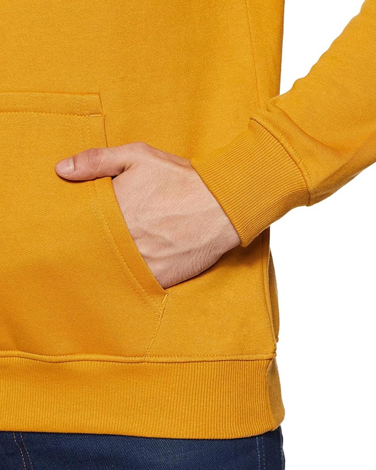 ADRO Bluzy męskie | Męska bluza z kapturem z nadrukiem | Bawełniana bluza z kapturem | Bluzy męskie | Bluza z kapturem, musztardowa, 38