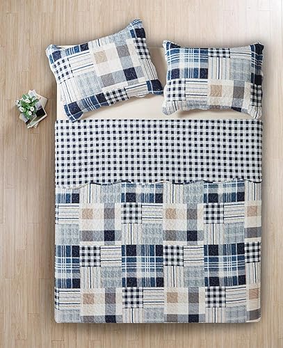 Miniatura 126 de Brilliant Sunshine Juego de edredón de 3 piezas con 2 fundas de almohada, colcha reversible suave y ligera, para todas las estaciones, Gris