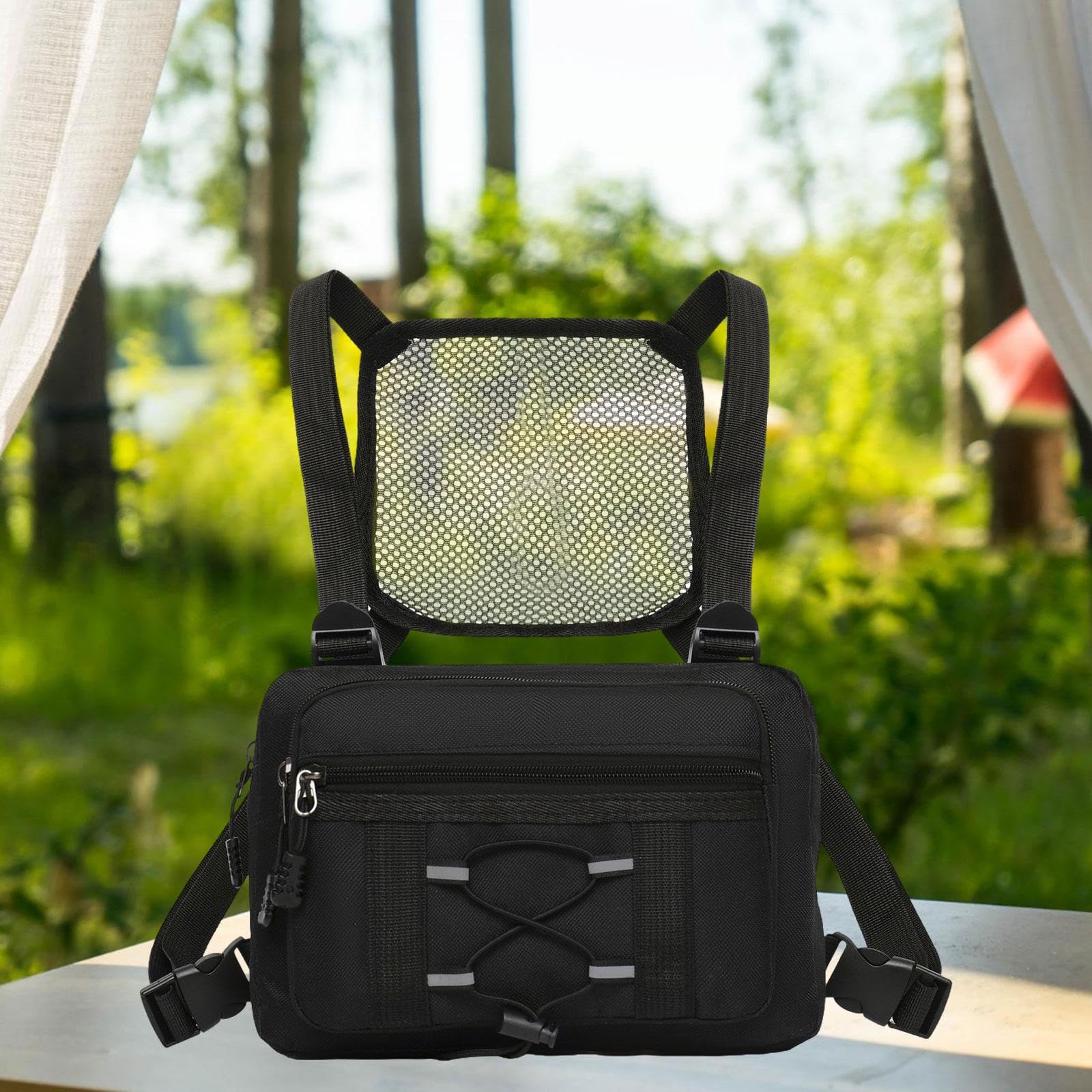 Binocular Chest Pack Arnés Portabolsos para Prismáticos Bolsa Multifuncional Impermeable Correa Reforzada Bolsillo Principal Adecuado para Expedicione, Negro