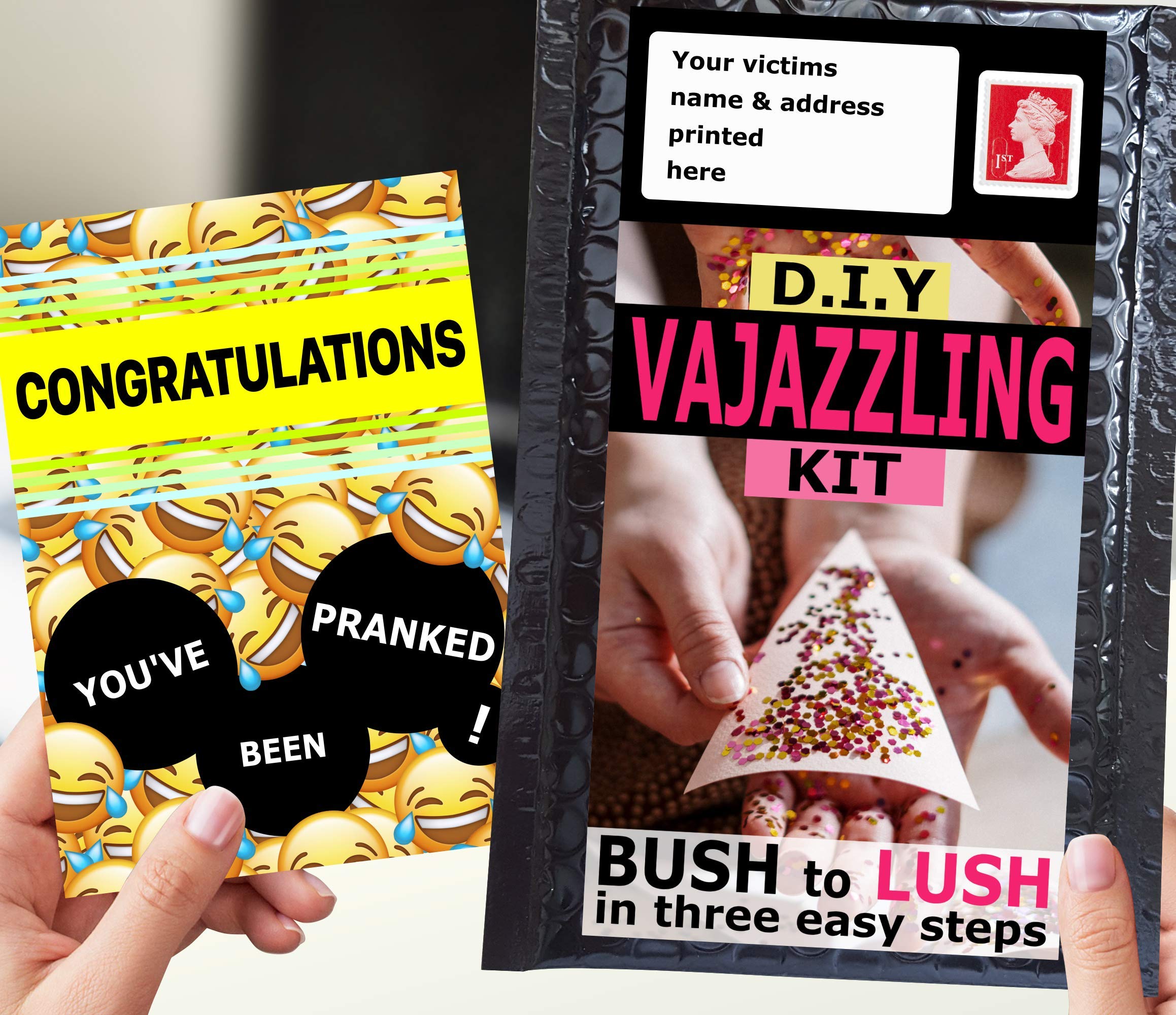 - VAJAZZLING KIT - Prank Gift Bubble Envelopes - Funny & Rude Joke Mail - Sent Directly to Loved one/Target/Victim (100% Anonymous)