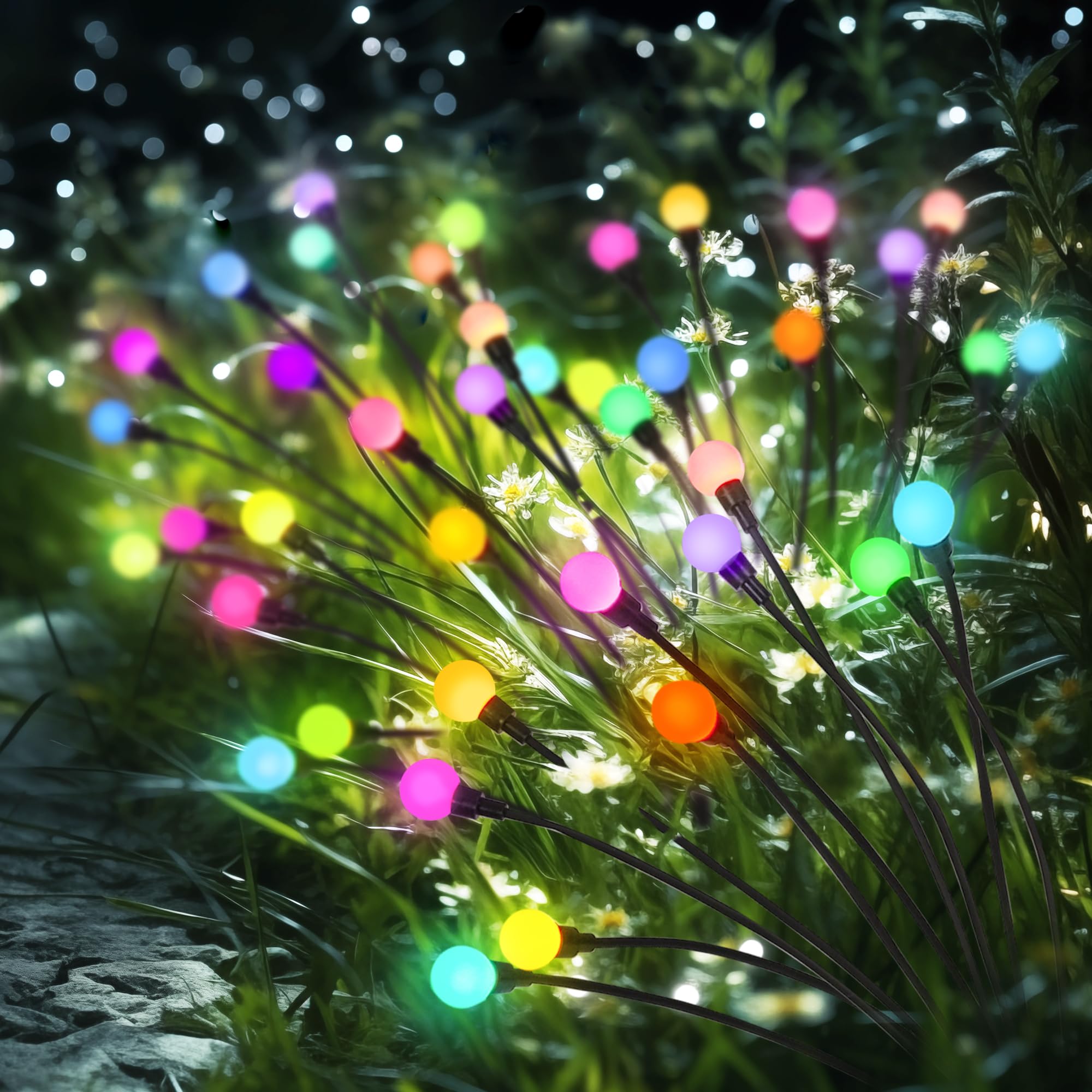 Luci solari da giardino, decorazione natalizia, 40 luci solari a lucciola, luci oscillanti solari nel vento, per la decorazione di cortile, terrazza, sentiero (confezione da 4)