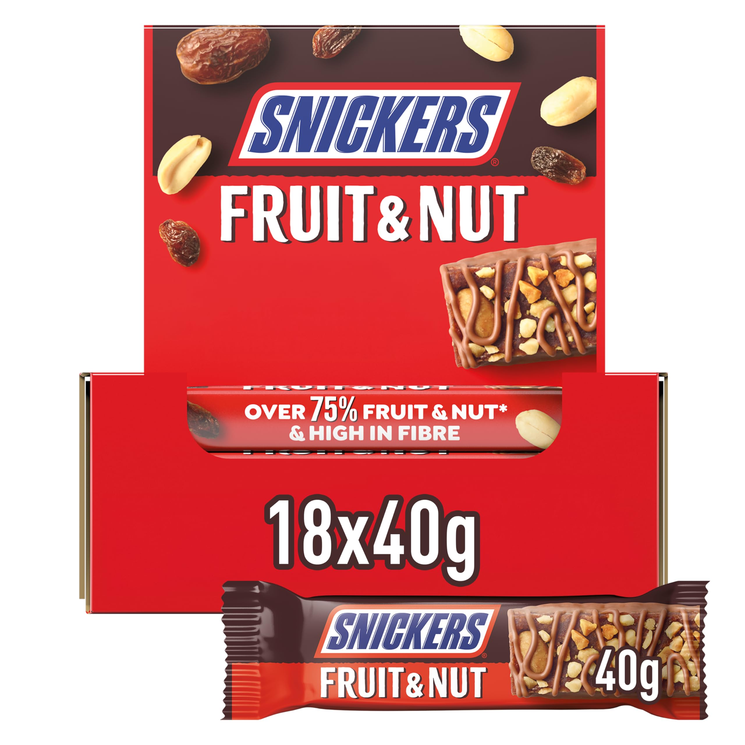 Snickers Triple Treat Fruit & Nut Chocolate Bars, Healthy Snacks, Bulk Chocolate, Easter Gift, Birthday Gift,18X40g