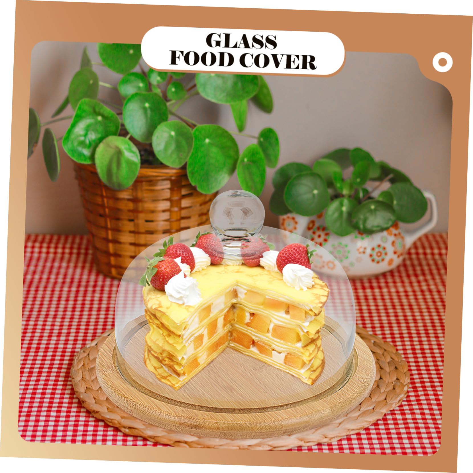 Copertura per Torta in Vetro con Base in Legno, Riutilizzabile e Facile da Pulire, per Feste e Matrimoni, Raffinata per Dessert e Dolci