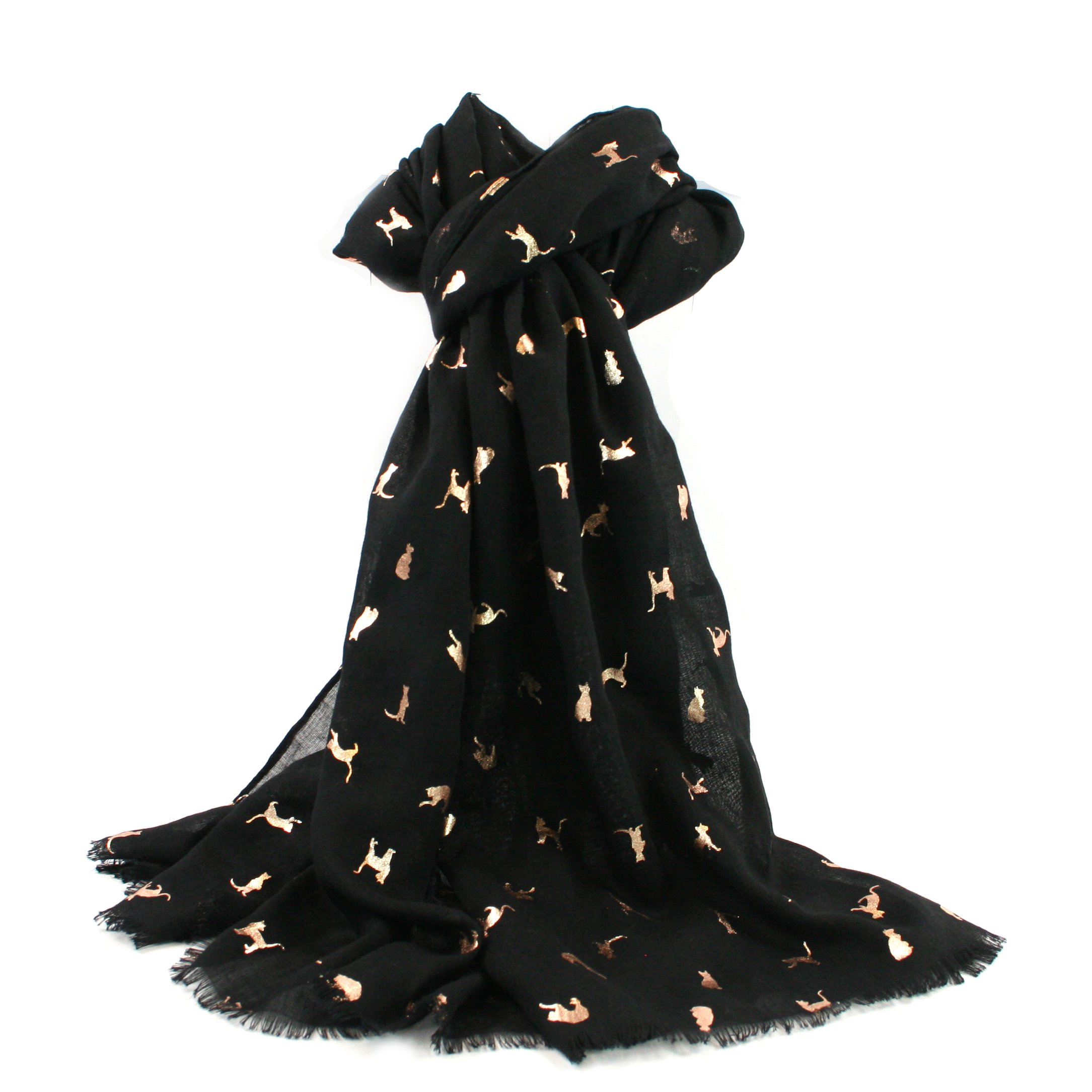 Black Ginger Black Cat Scarf - And Rose Gold