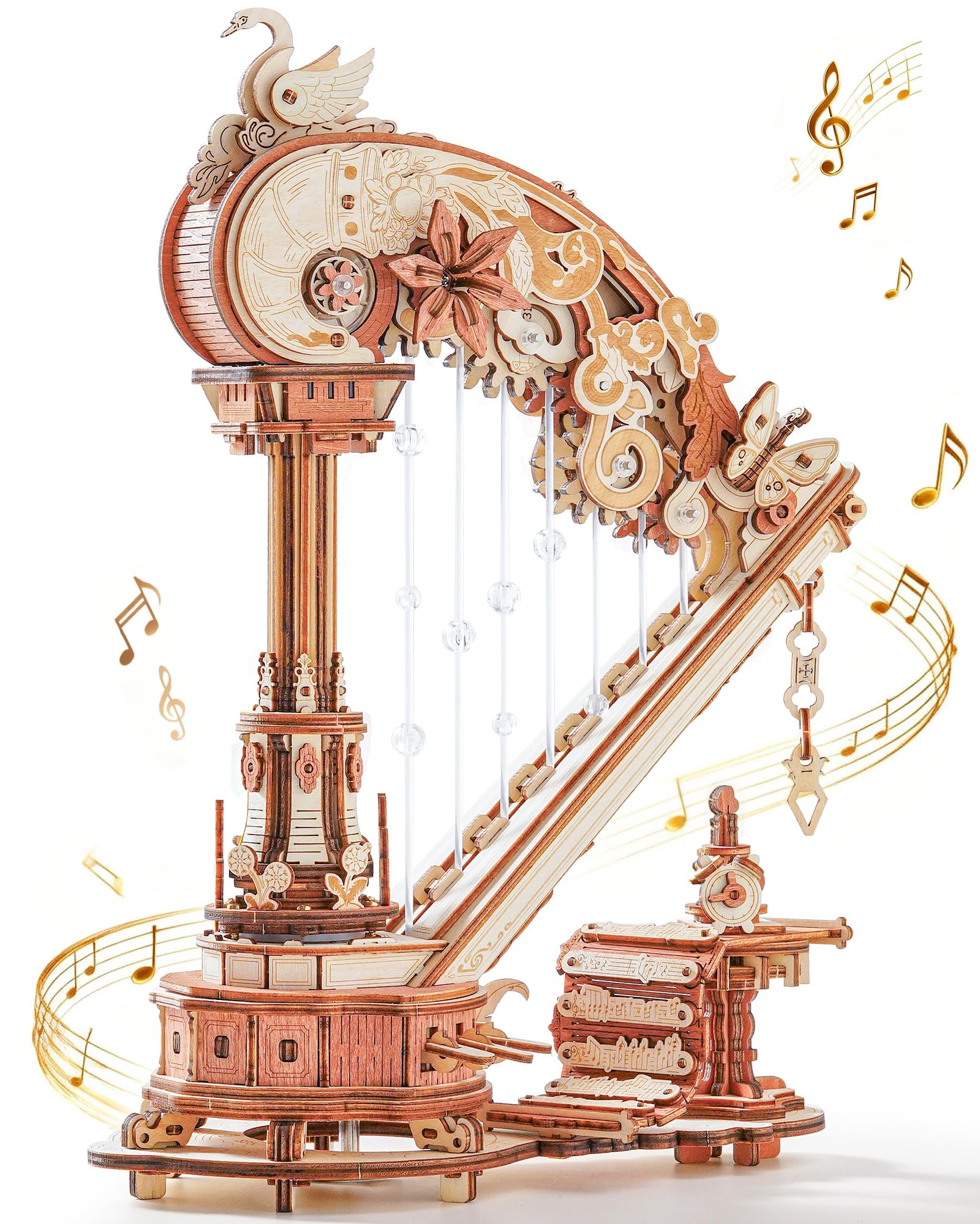 ROKR Arpa magica puzzle 3D in legno, carillon meccanico, kit vintage musicale in legno, per adulti, decorazione per la casa, regalo per modellisti e appassionati d'arte (AMK71)
