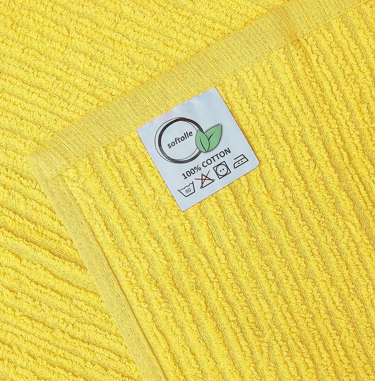 Softolle Bar Mop Towels, Pack of 12-16x19 Inches - 100% Cotton Super Absorbent Towels, Multi-Purpose for Home and Bar Cleaning (Yellow)
