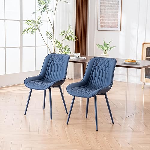 Miniatura 7 de YOUNIKE Juego de 2 sillas de comedor con respaldo alto, sillas modernas de cocina y comedor de mediados de siglo, tapizadas de piel sintética, silla