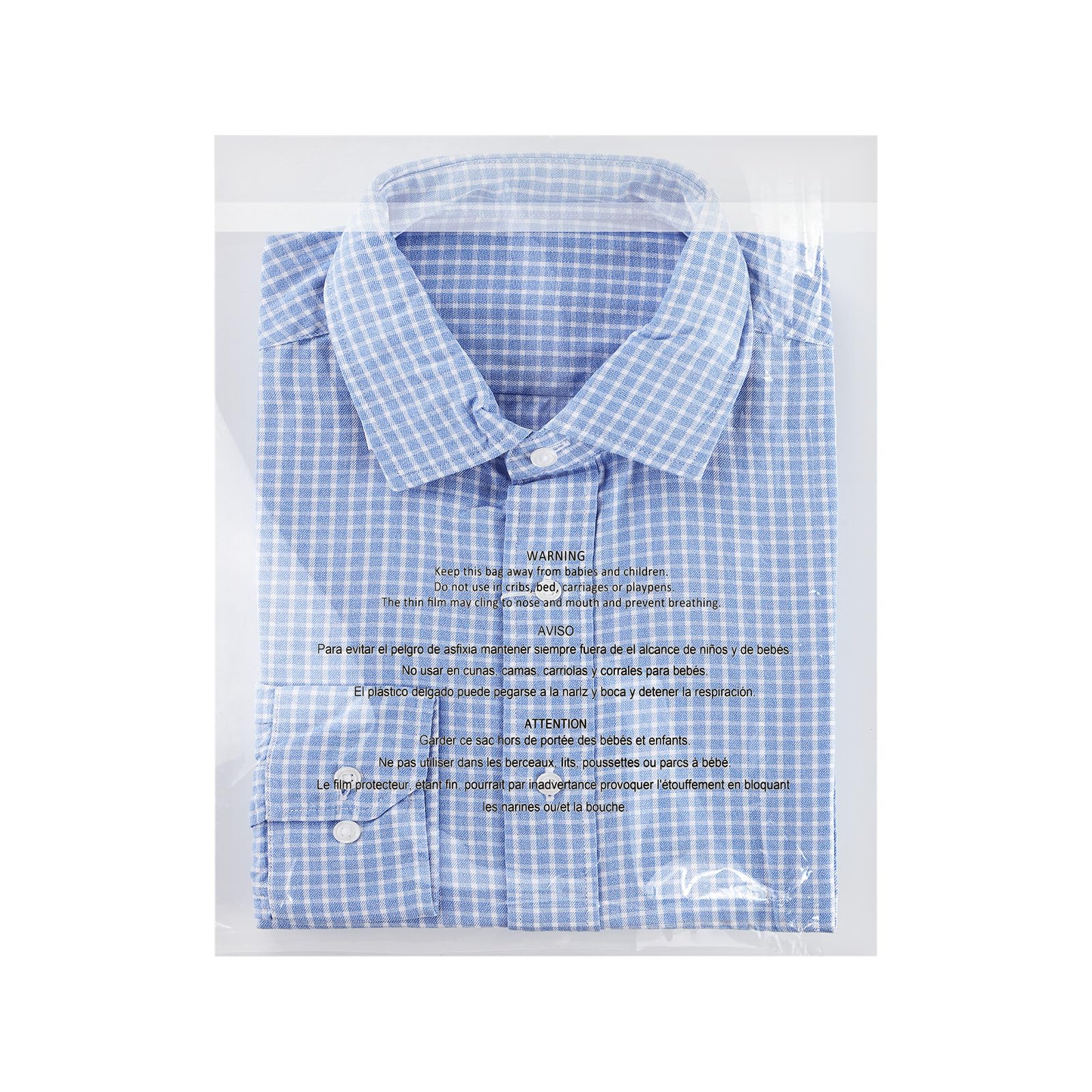 iMailer - 200 Count - 12" x 15" Clear Plastic Poly Bags with Suffocation Warning for Clothing, T-Shirts,Shipping, Packaging - Resealable Adhesive,Not Strong