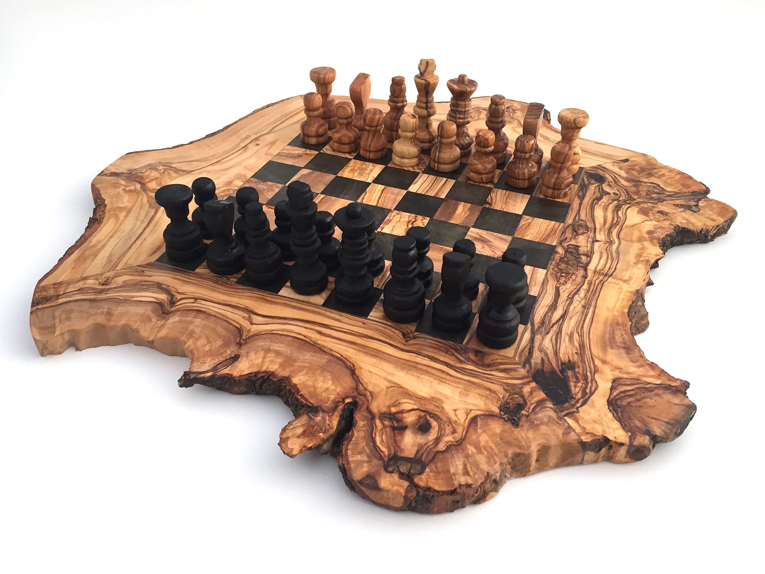 Scacchiera Rustica In Legno Di Olivo Ulivo Con Scacchi 33*33 Cm