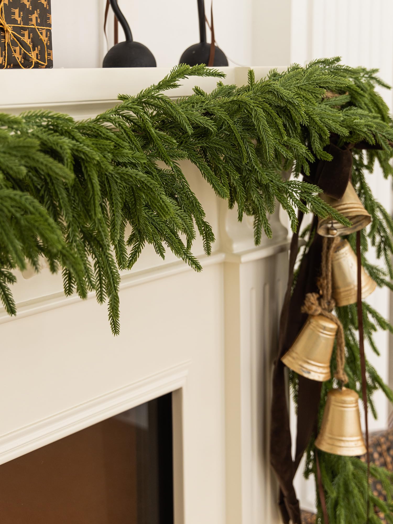 PARTY JOY Guirlande De Noël Artificielle Pin Vert 190 Cm – Décoration Luxuriante, Imperméable, Pour Porte, Cheminée, Escalier