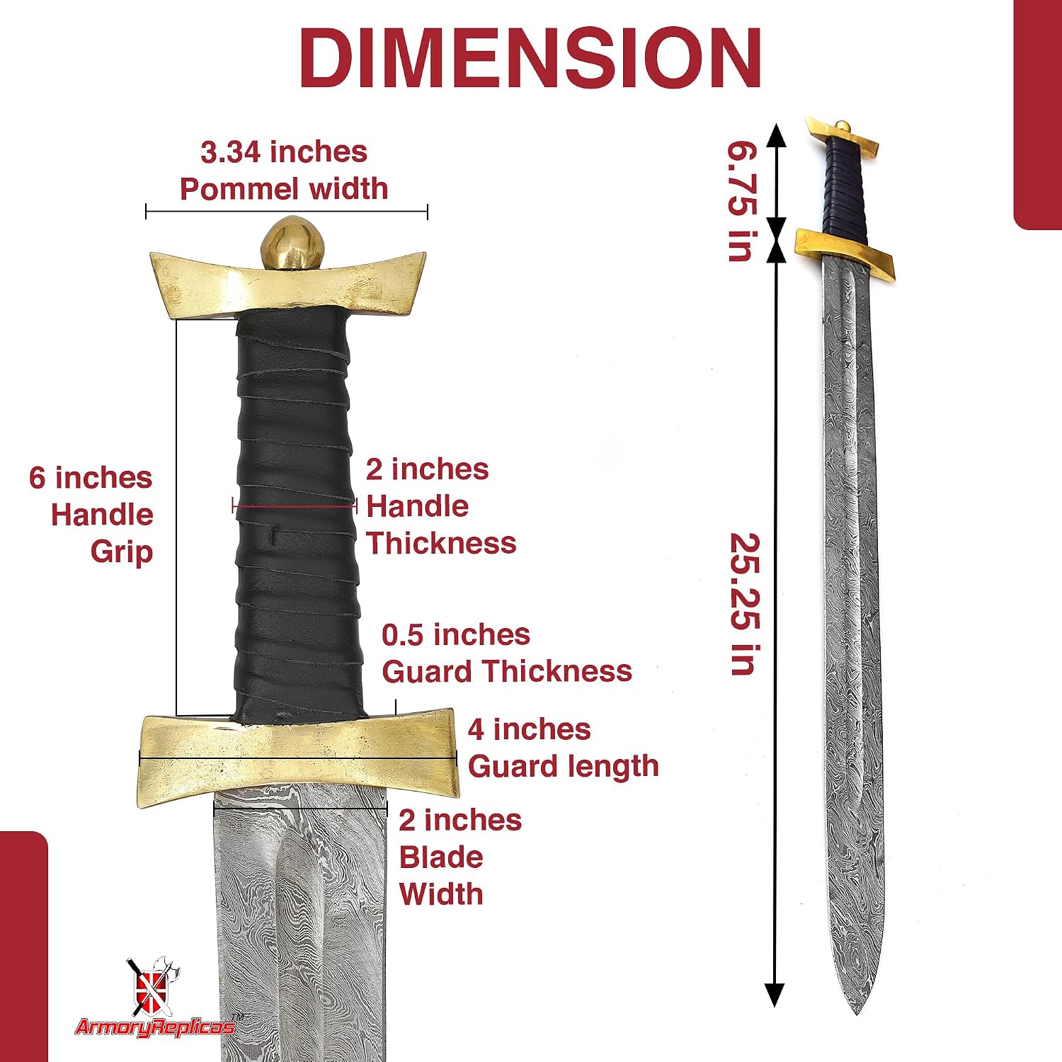 Armory Replicas - Hand Forged Damascus Steel Viking War Sword