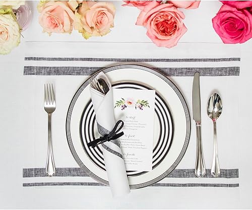 Miniatura 8 de Solino Home - Manteles individuales a rayas francesas, de 14 x 19 pulgadas, juego de 4 unidades, tela natural, 100 % lino europeo, tela natural,