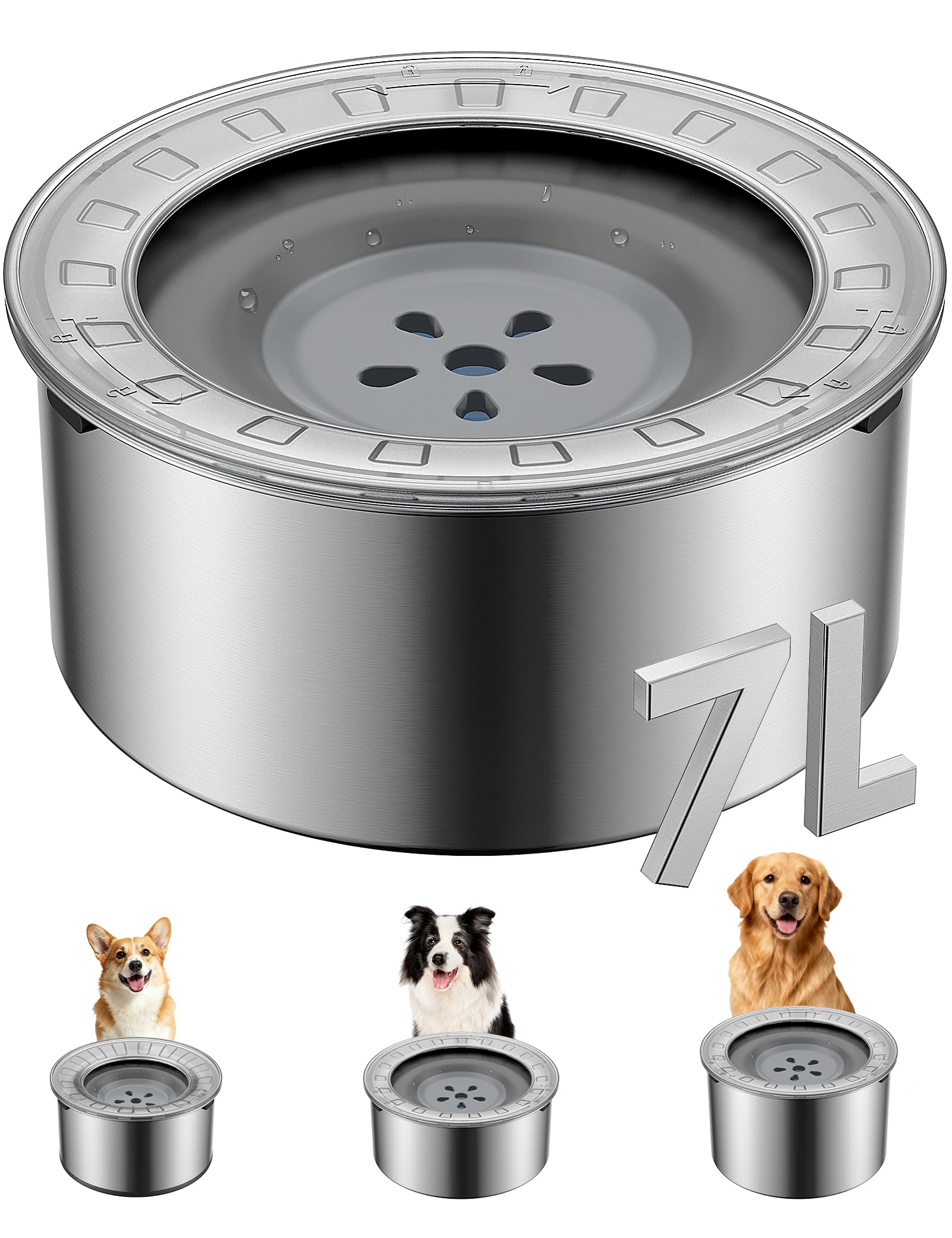 Amazon.com: Heouvo 1.8 Gallon Large Dog Water Bowl No Spill,【Anti