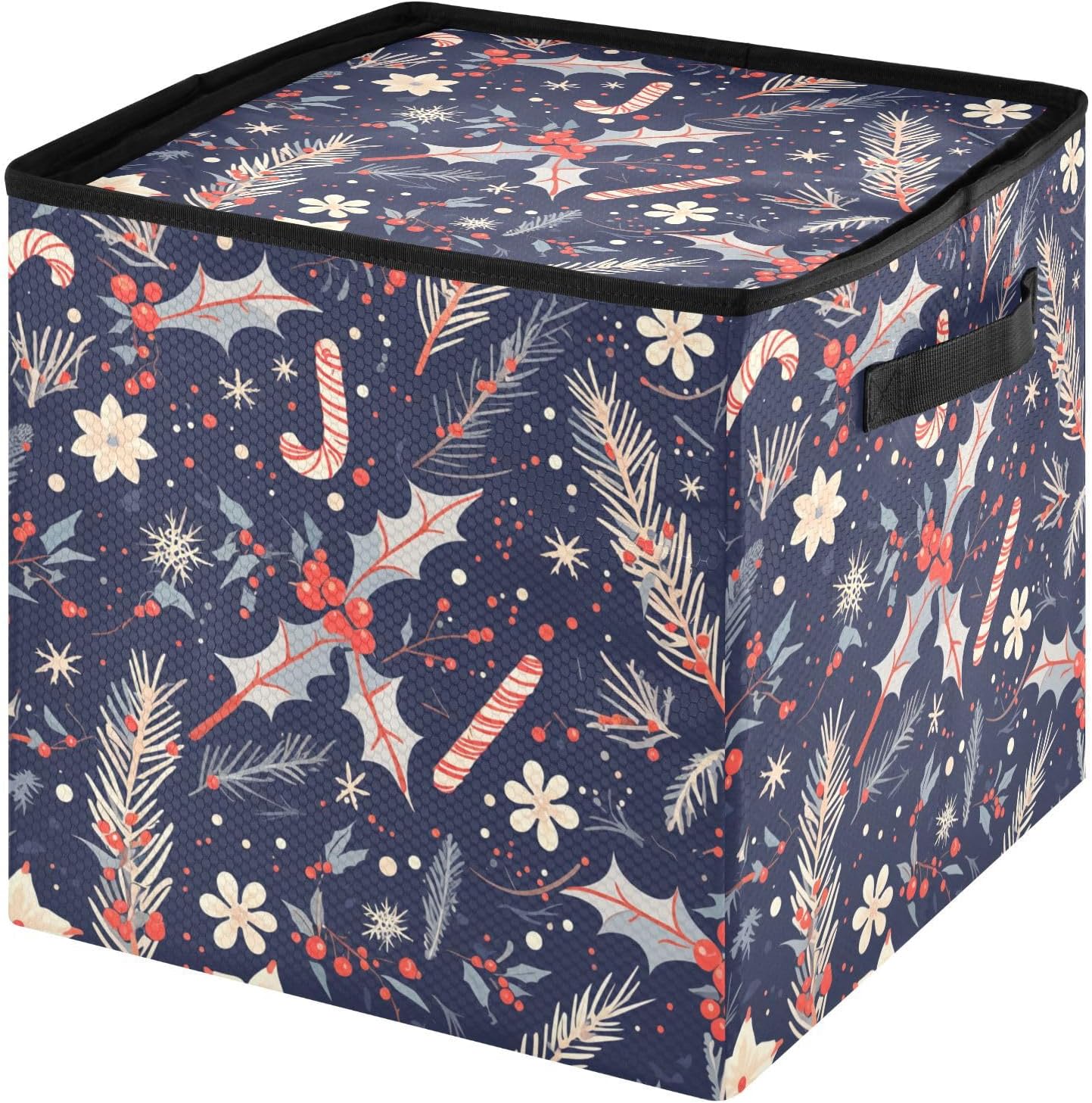 High Capacity Christmas large ornament storage Holds Up to 64, Zippered Top Holiday Storage Case with Lid,Merry Christmas Candy Cane