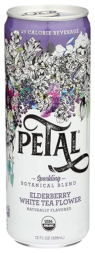 Petal Agua con gas, flor de saúco de té blanco, 12 unidades (paquete de 1)