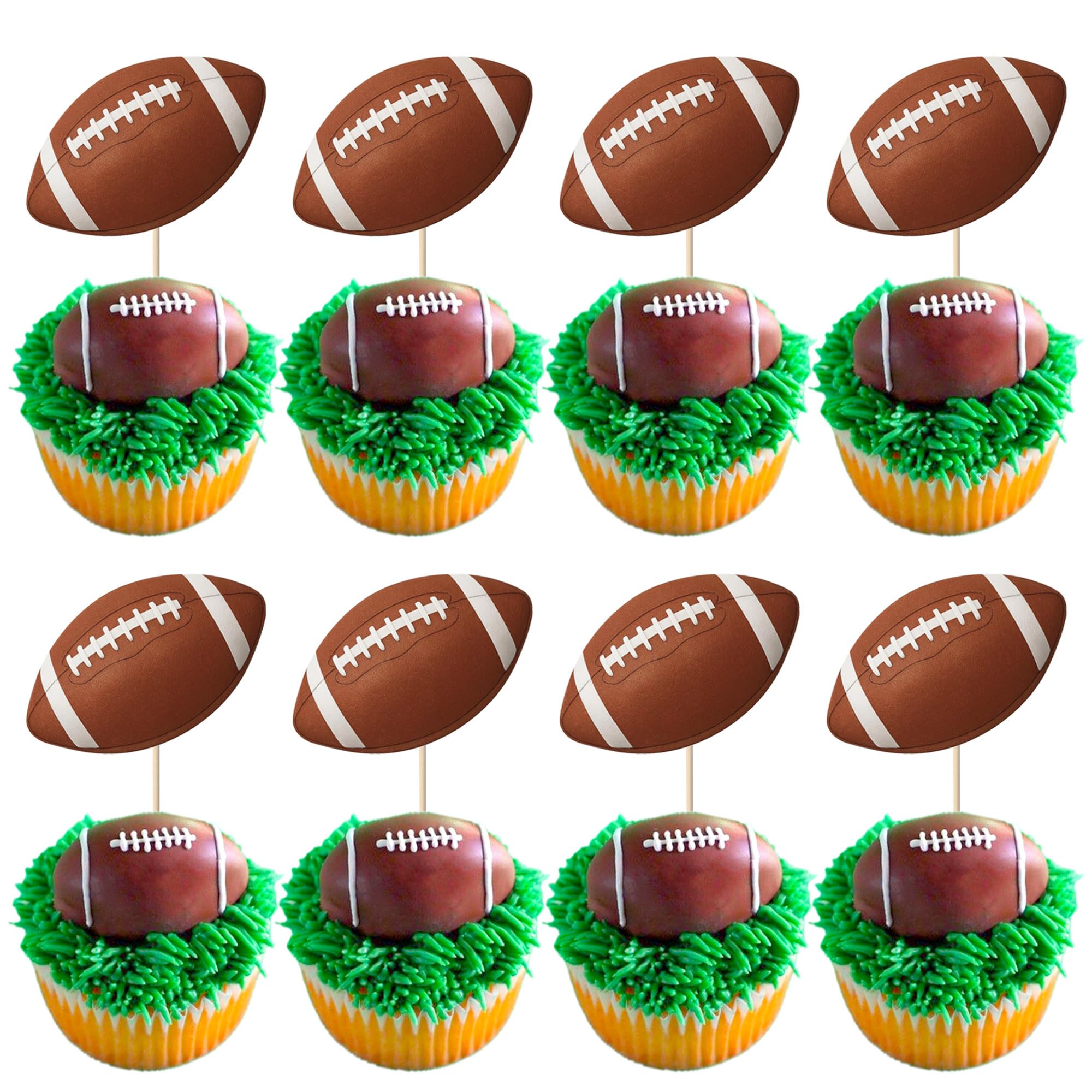 40 Stück Rugby Ball Tortendeko Beidseitiger Druck Sport Bälle Cupcake Toppers Rugby Sports Kugel Kuchen Deko für Baby Dusche Kinder Geburtstag Party Kuchen Dekorationen