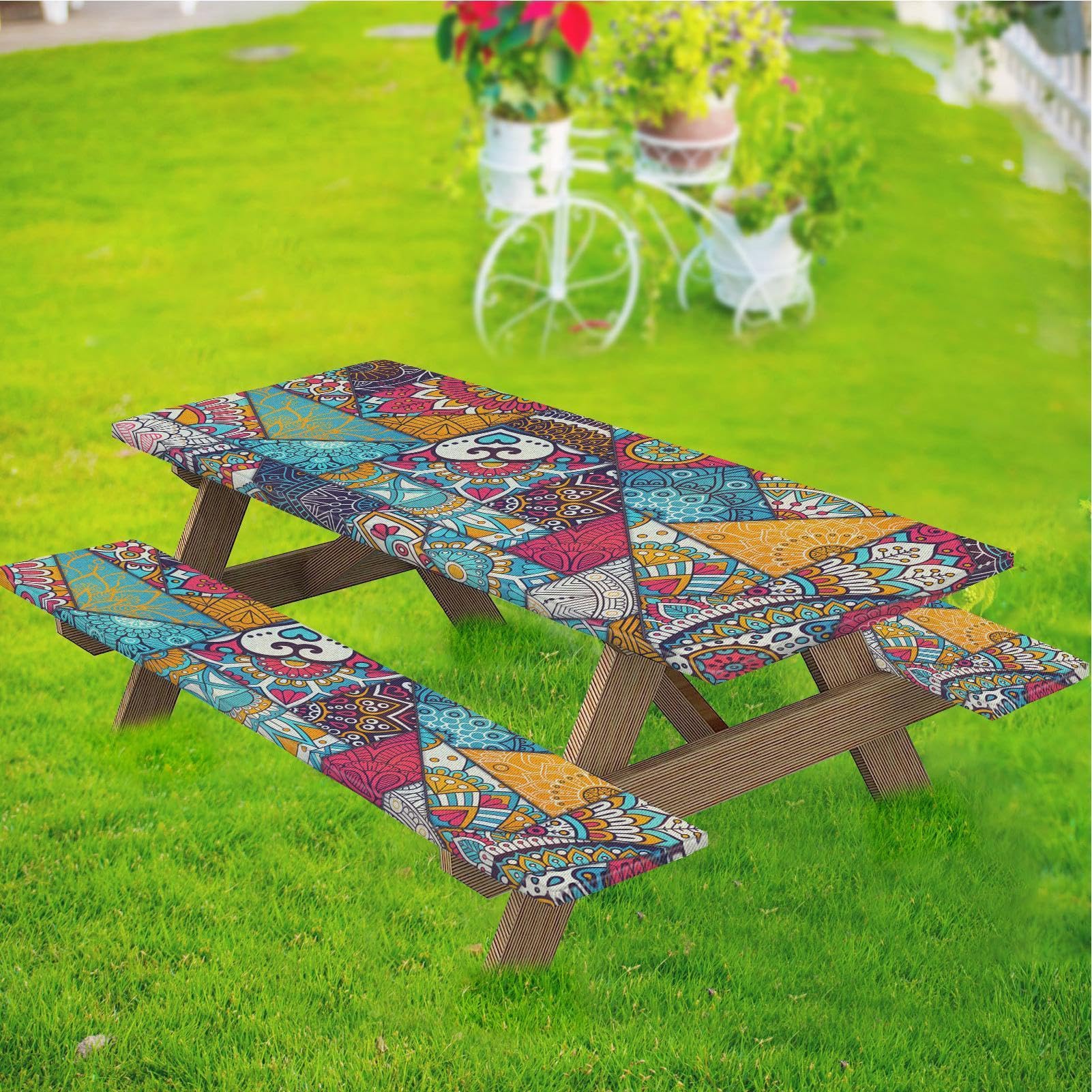 Generisch Lot de 3 nappes de pique-nique avec élastique, nappe de camping