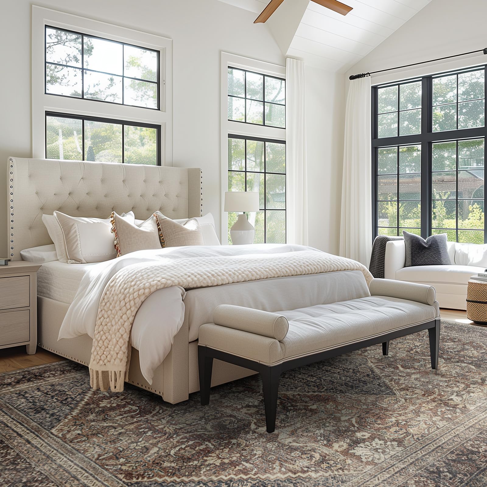 Domitapis Area Rug 9×12, Large Vintage Boho Rug,Ultra-Soft Low Pile, Washable, Non Slip,Stain Resistant, Printed Carpet for Living Room Bedrooms