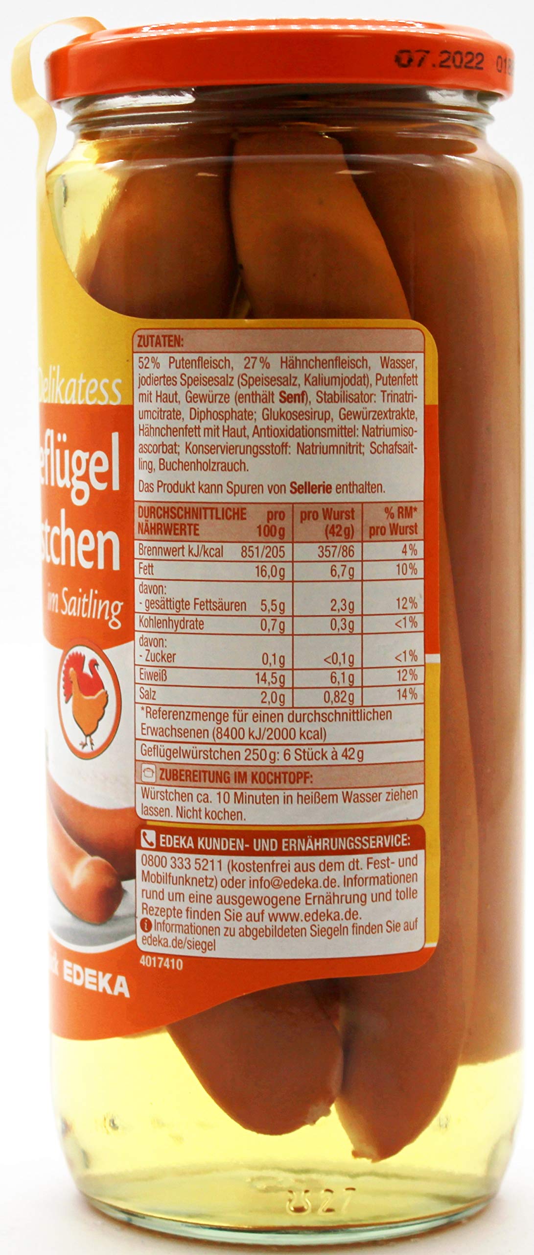 Gut & Günstig Delikatess Geflügel-Würstchen, 12er Pack (12 x 250g)