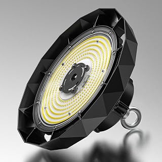 LED Hallenstrahler 150W, Superhelle 170LM/W, Hallenbeleuchtung 6000K Kaltweiß, IP65 Wasserdichte Energieeffiziente, UFO High Bay Industrielampe für Fabriken Garage Lagerhaus Werkstatt