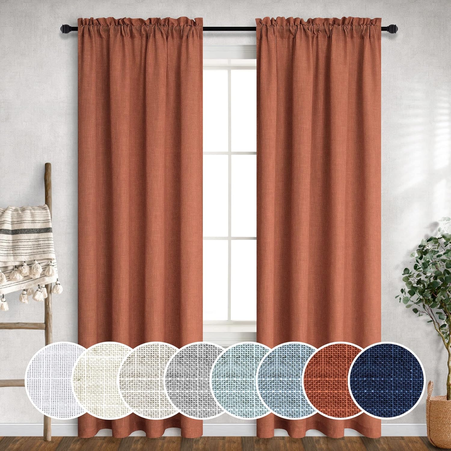 Terracotta Curtains 96 Inches Long for Living Room 2 Panels