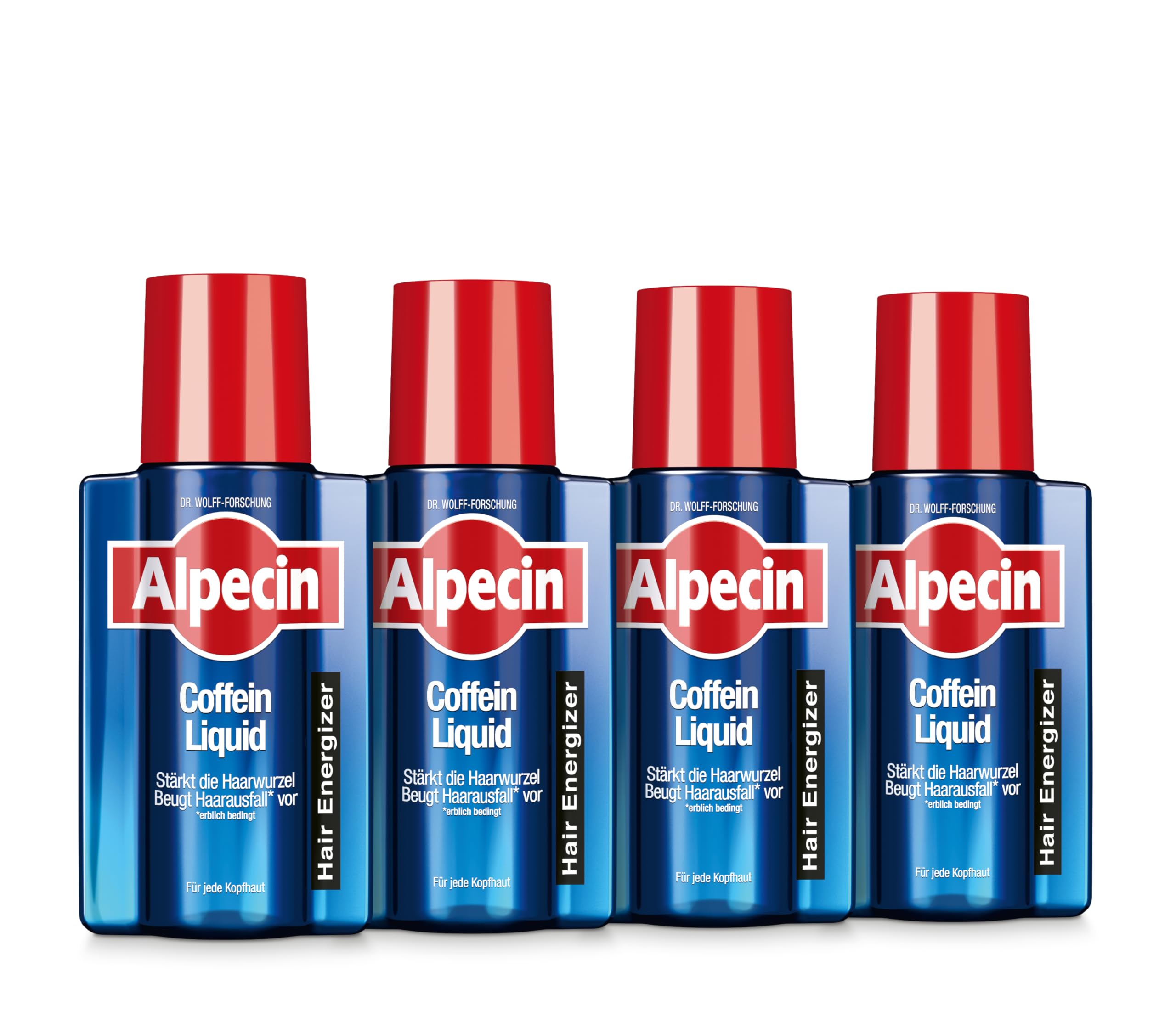 Alpecin Płyn z kofeiną – 4 x 200 ml – płyn do włosów zapobiegający dziedzicznemu wypadaniu włosów u mężczyzn – wzmacnia cebulki włosów