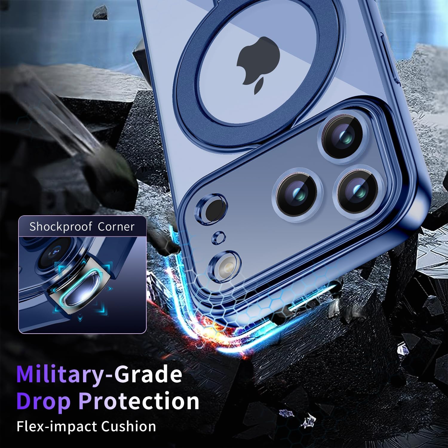 Magnetic for iPhone 17 Pro Max Case with Invisible Stand[Compatible with MagSafe][Full Camera Lens Protector][Military Drop Protection] Shockproof Not Yellowing Clear Slim Soft for Women Men - Image 4