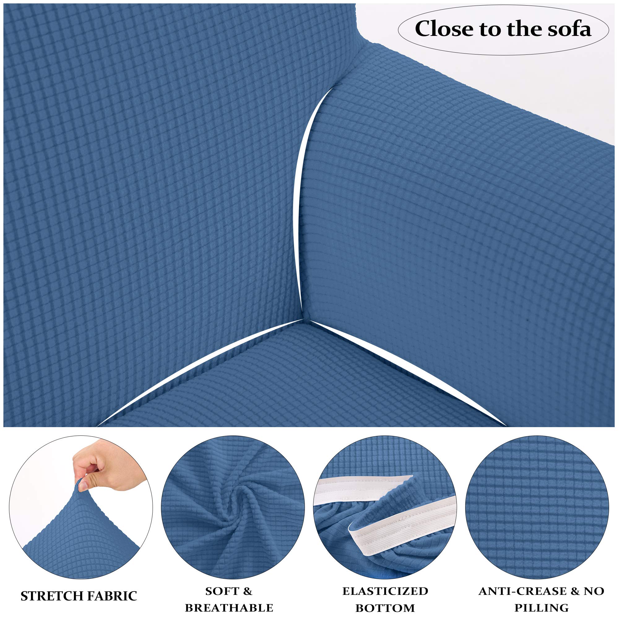 TIANSHU Coprisedili per poltrone a 2 posti, copridivano reclinabile jacquard per divano a 2 cuscini, fodera per mobili estensibile reclinabile per divano relax (blu denim)