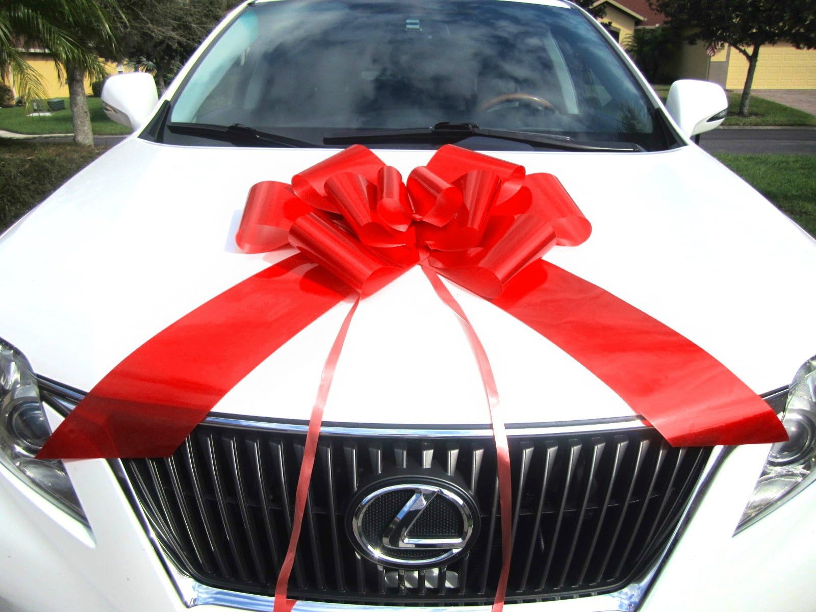 Giant Bows for Car - Big Bow for A Huge Gift. Large Ribbon Pull-Bows Make an Outdoor Decoration, & are Decorative for Any Presents - 23-Inch, Red