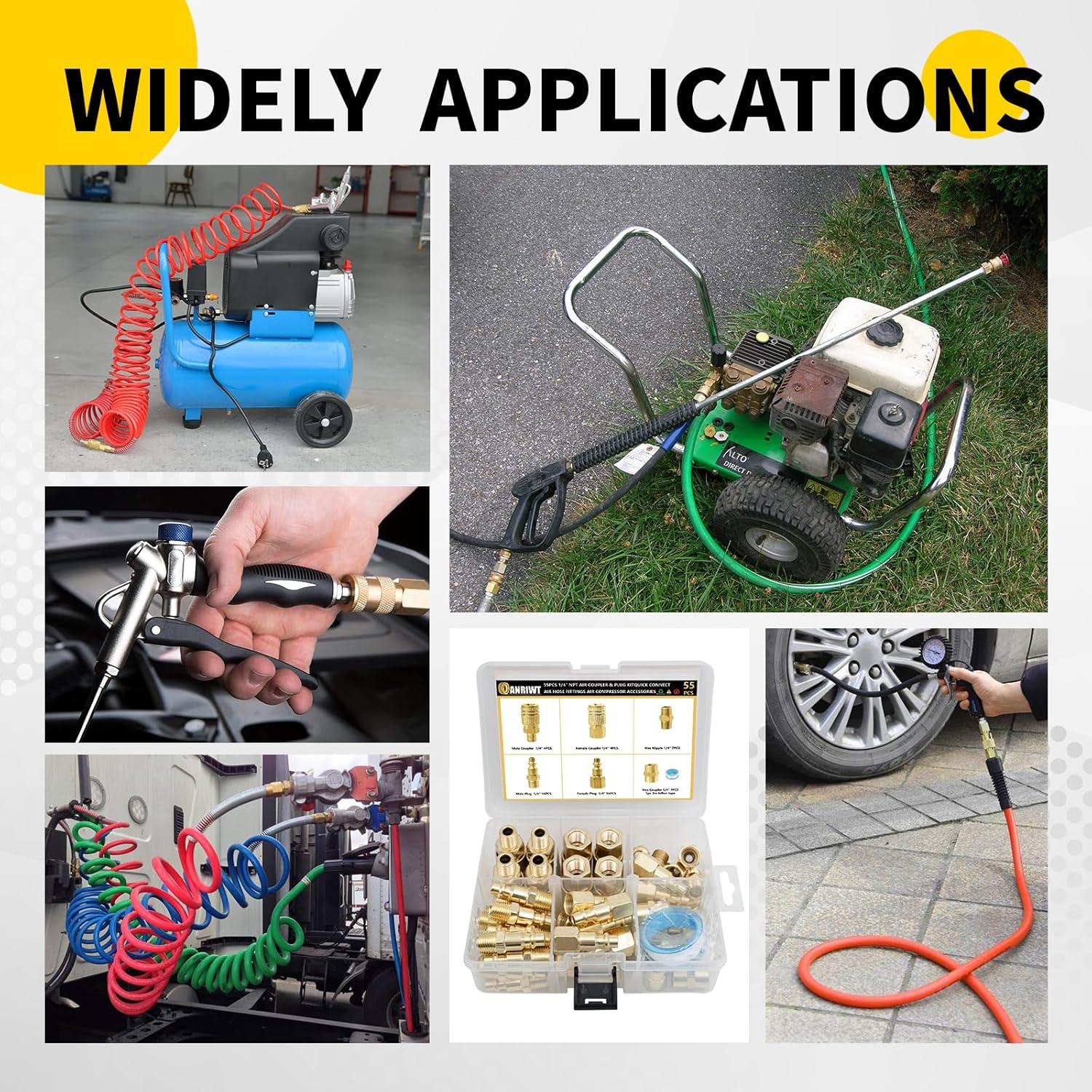 Air Coupler & Plug Kit,55 Pcs 1/4" NPT Air Tool Fittings Set,Quick Connect Air Hose Fittings Air Compressor Accessories