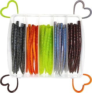 Senko Worms for Bass Fishing, 50PCS Soft Plastic Worms Stick Baits Kit for Ned Rig, 5" TRD Floating Fishing Lures for Bass Freshwater Saltwater