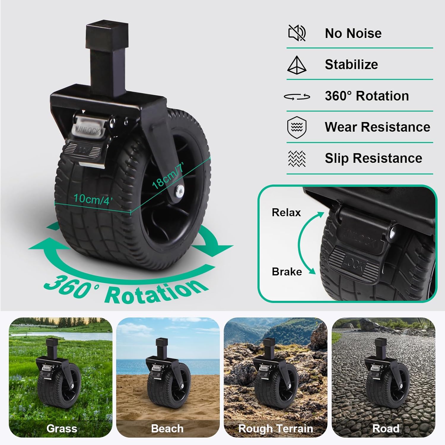 MMQ Heavy-Duty Folding Wagon with 550lbs Weight Capacity, Collapsible Wagon with Big Wheels - Robust Construction, Spacious Interior, Adjustable Rolling Carts, Outdoor Folding Camping Wagons, Portable