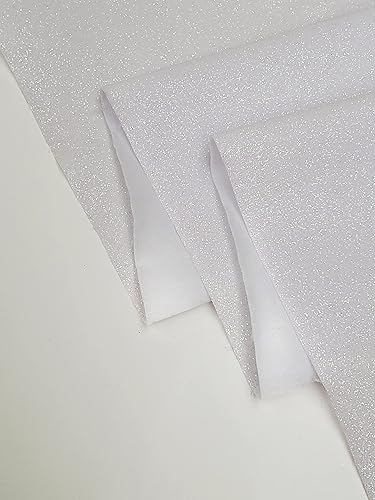 Miniatura 4 de The Yardl - Tela de vinilo elástica con purpurina para manualidades, 54 pulgadas de ancho, vendido por The Yardl (blanco con purpurina perla,