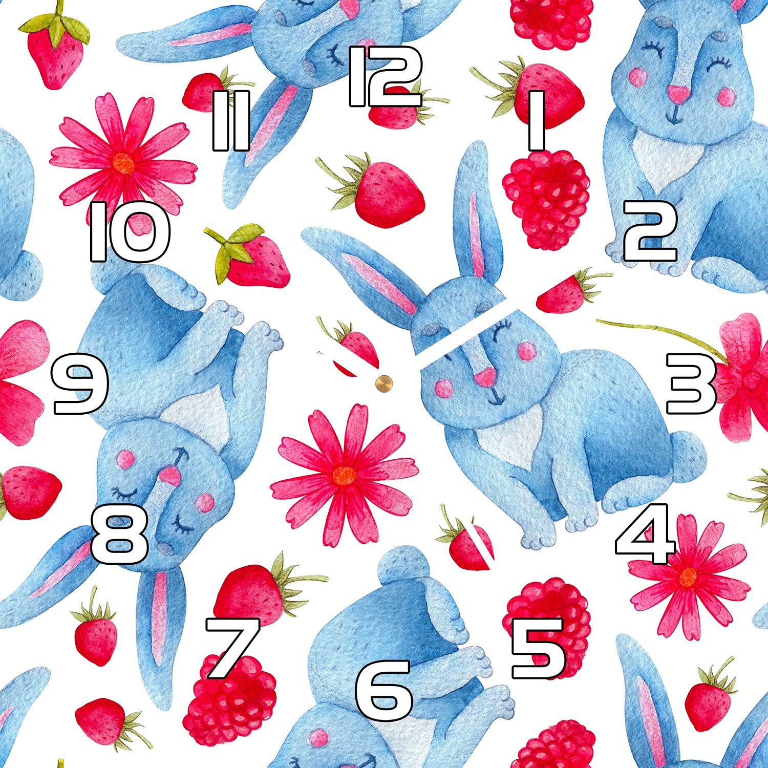 Horloge en verre moderne 30x30 cm Lapinfruits Bunny