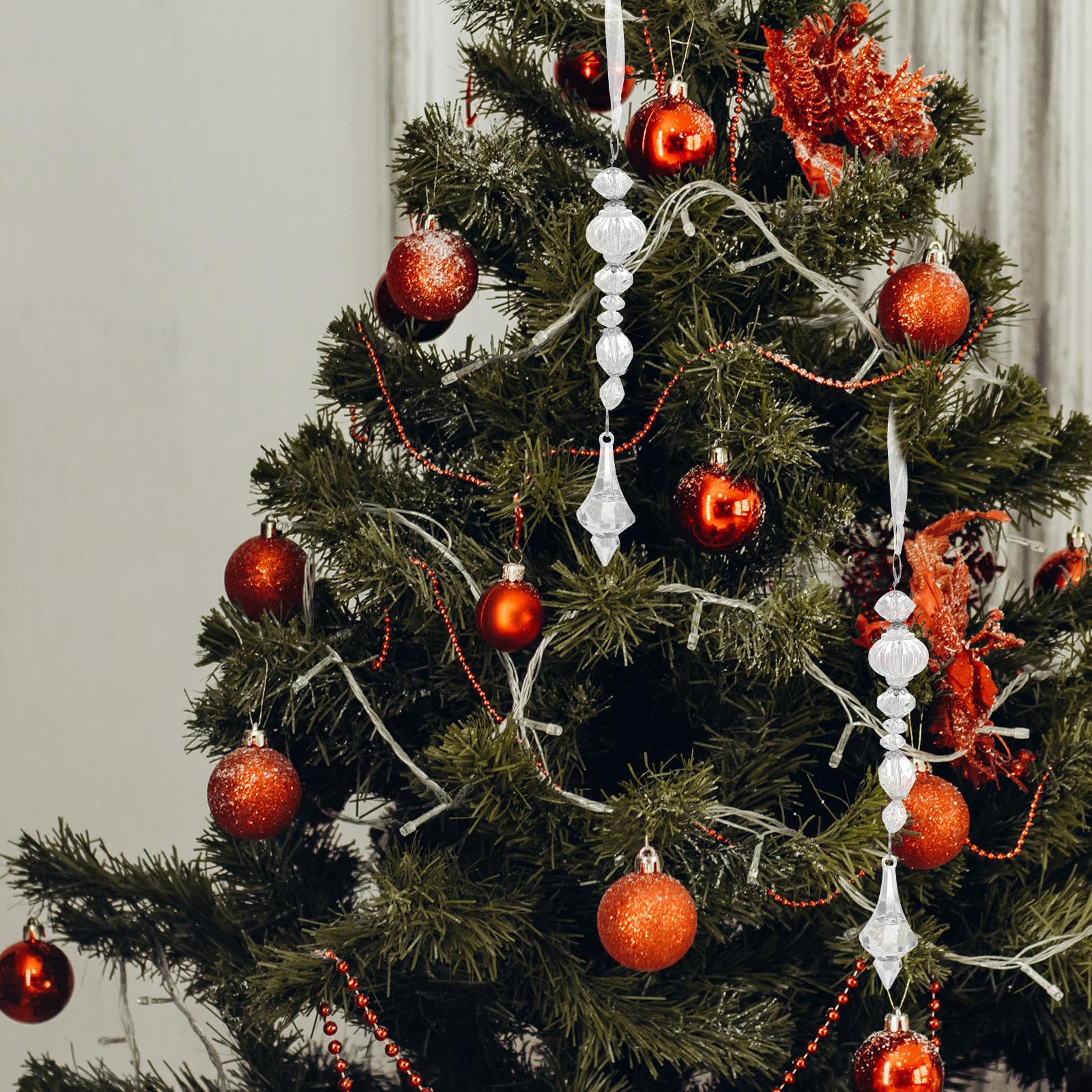 Toyvian 20 Stück Acryl Weihnachtsbaum Anhänger in Tropfenform, | Weihnachtsbaum und Indoor Deko, Leichtes Design, Stilvolle Ausführung, für Feiertage und Partys
