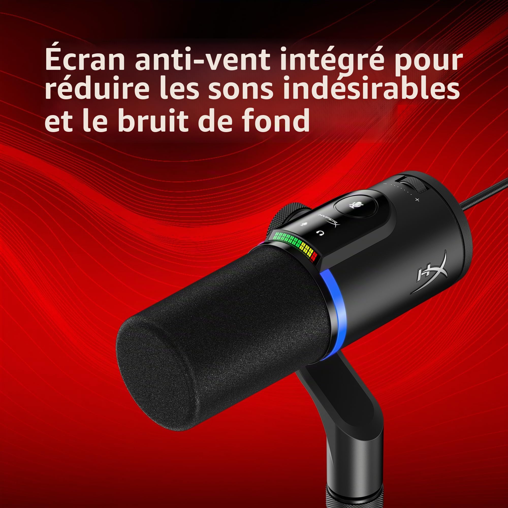 HyperX FlipCast, Microphone Dynamique USB/XLR cardioïde pour Gaming/Streaming/Podcast, PC/Mac, Audio Haute résolution, Bouton muet, contrôle du Volume, Plug and Play, Voix Claire
