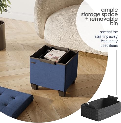 Miniatura 292 de Otomana plegable para dormitorio o sala de estar, con contenedores de almacenamiento, reposapiés para el extremo de la cama, soporta hasta 660 lb,