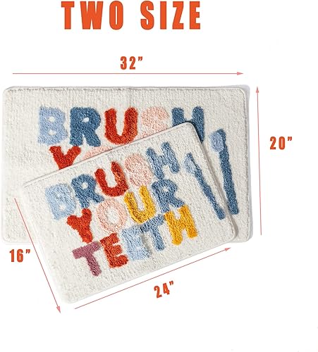 Miniatura 2 de Alfombras divertidas para baño, alfombras de baño bonitas, antideslizantes, modernas, de microfibra, absorbentes, dientes bursh