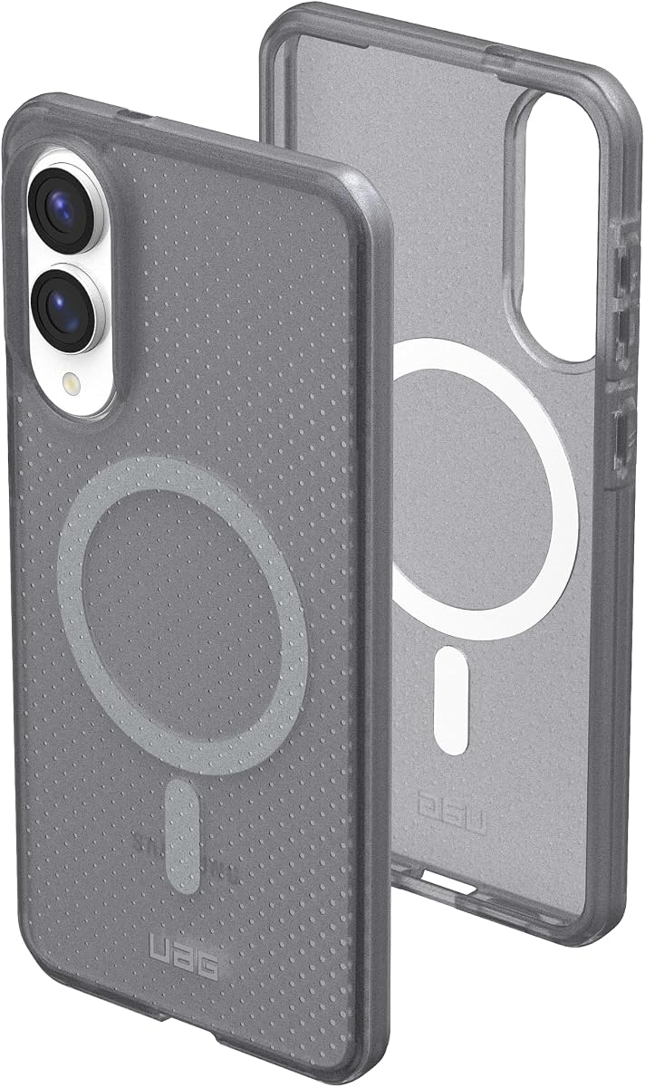 UAG Designed for Samsung Galaxy S25 Edge Case Dot, Compatible with Magnetic Charging Slim Transparent Rugged Military Drop Tested Protective Cover, Ash