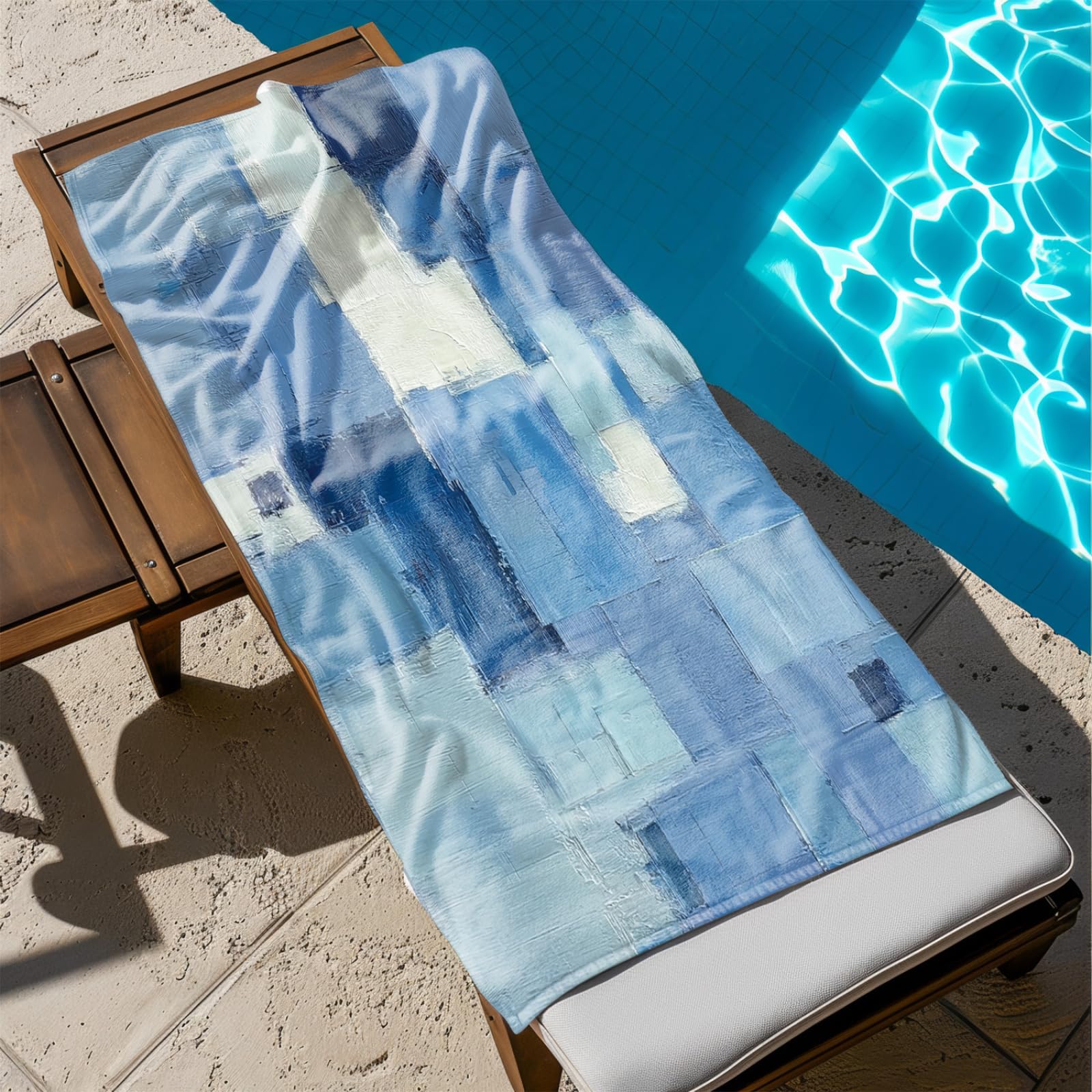 Générique Serviette de Plage XXL Graffiti Bleu Clair Blanc