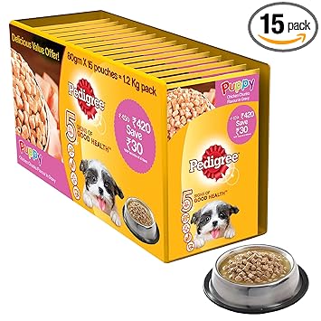 Pedigree Puppy Chicken Chunks Gravy Pouches - Pack of 15