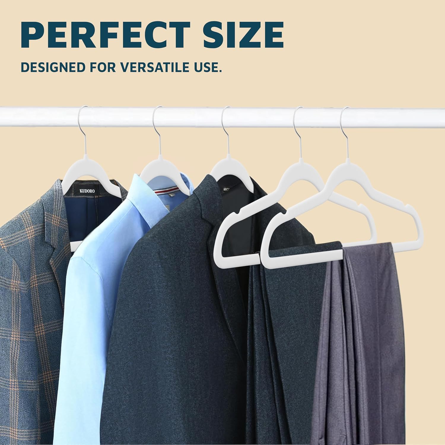 Lifemaster Velvet Clothes Hanger – with 360 Degree Swivel Hook and Non-Slip Shoulder Notch, Holds Up to 10 lbs, Heavy Duty Hanger Set, for Organizing Suit, Dress, Coat, and Clothes, Pack of 10, White