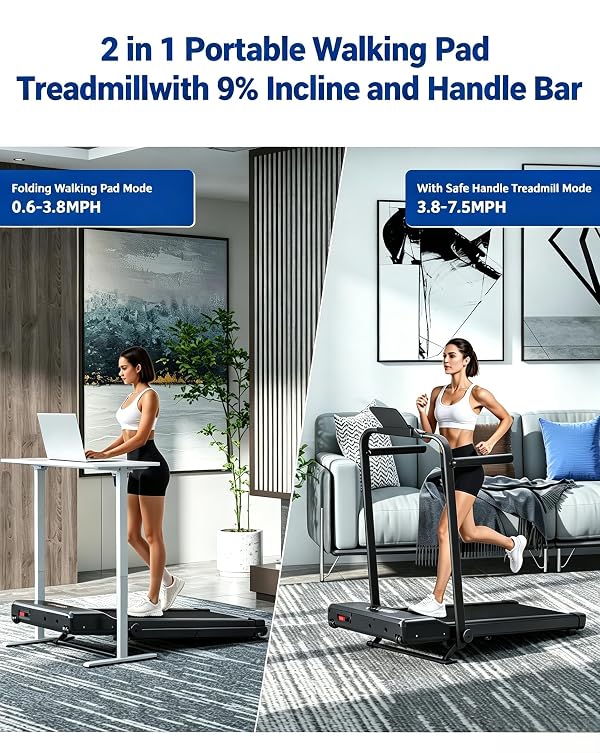 Superun Waking Pad Treadmill with Incline, 3.0HP and 300 LBS Capacity by Superun - Used condition - Image 4