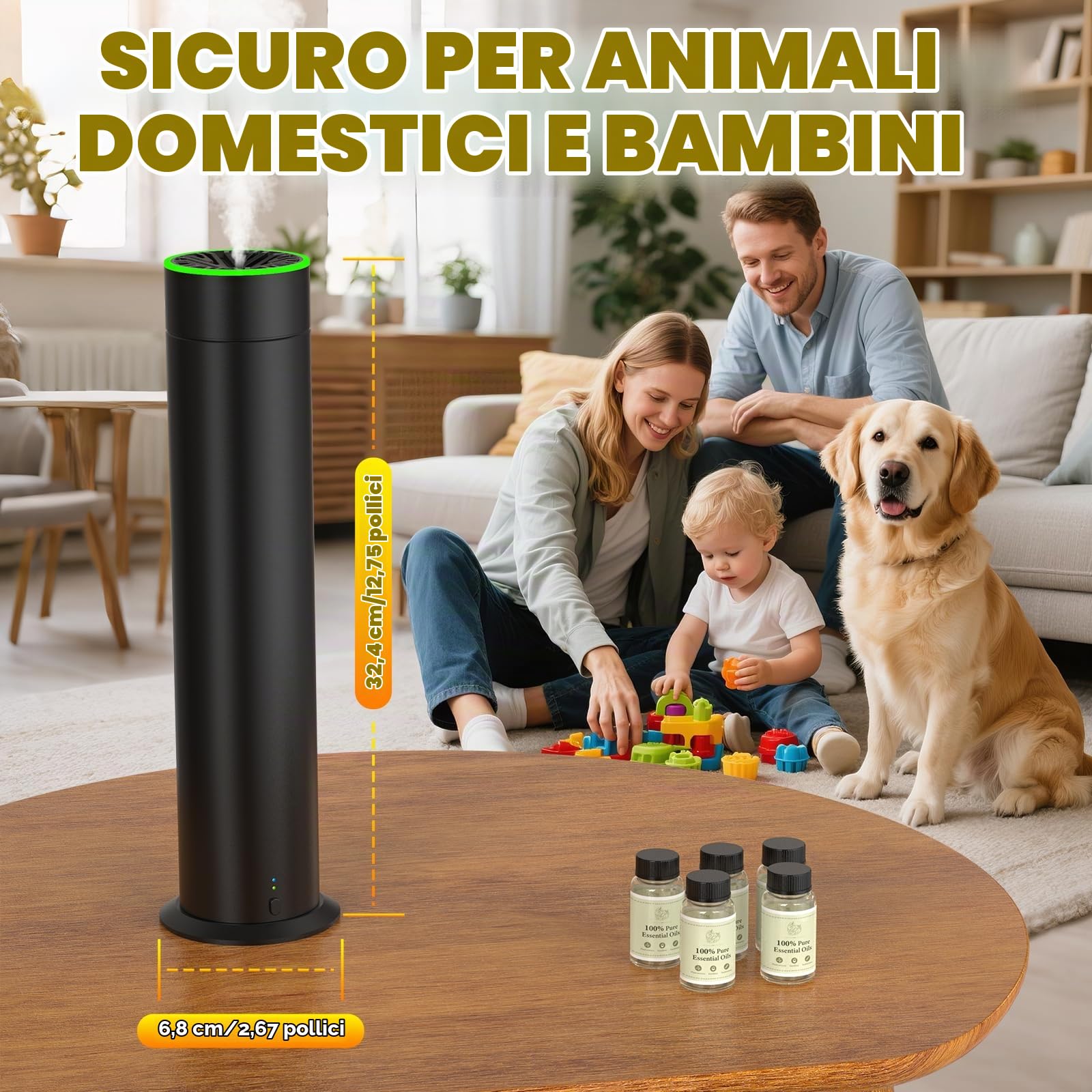 ShinePick - Set di diffusori di aromi senz'acqua, diffusore di oli essenziali, senza acqua, diffusore di profumo di lusso, con 5 bottiglie di olio essenziale