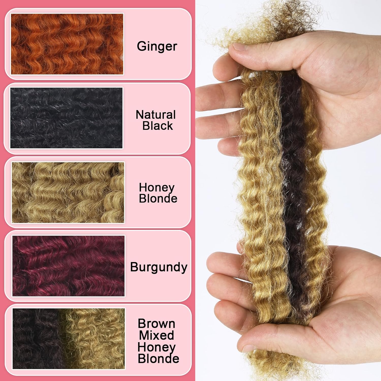 Afro Kinkys Bulk Human Hair for Dreadlocks Extensions Highlights Brown 4 Bundles Kinky Curly Afro Bulk Human Hair for Braiding Twists Repair Locs and Braids 100% Real Human Hair 200 Gram P4/27 16 Inch