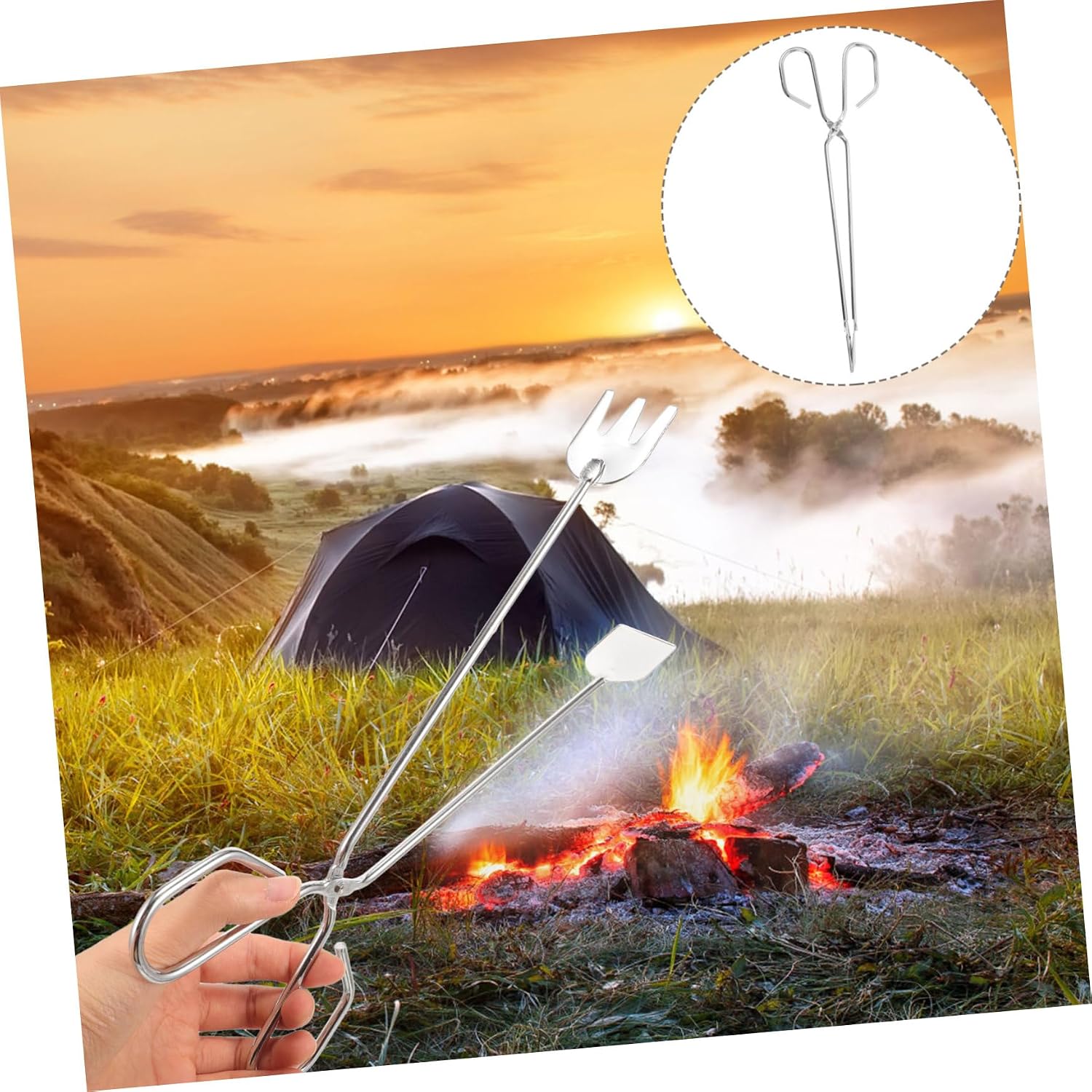 Charcoal Clamp Iron Fireplace Tool Xmas for Garbage Firewood