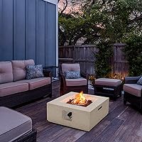 Vista 9 de Tangkula Patiojoy - Mesa para fogata de propano de 28 pulgadas, mesa cuadrada de 40,000 BTU con rocas de lava, sistema de encendido simple