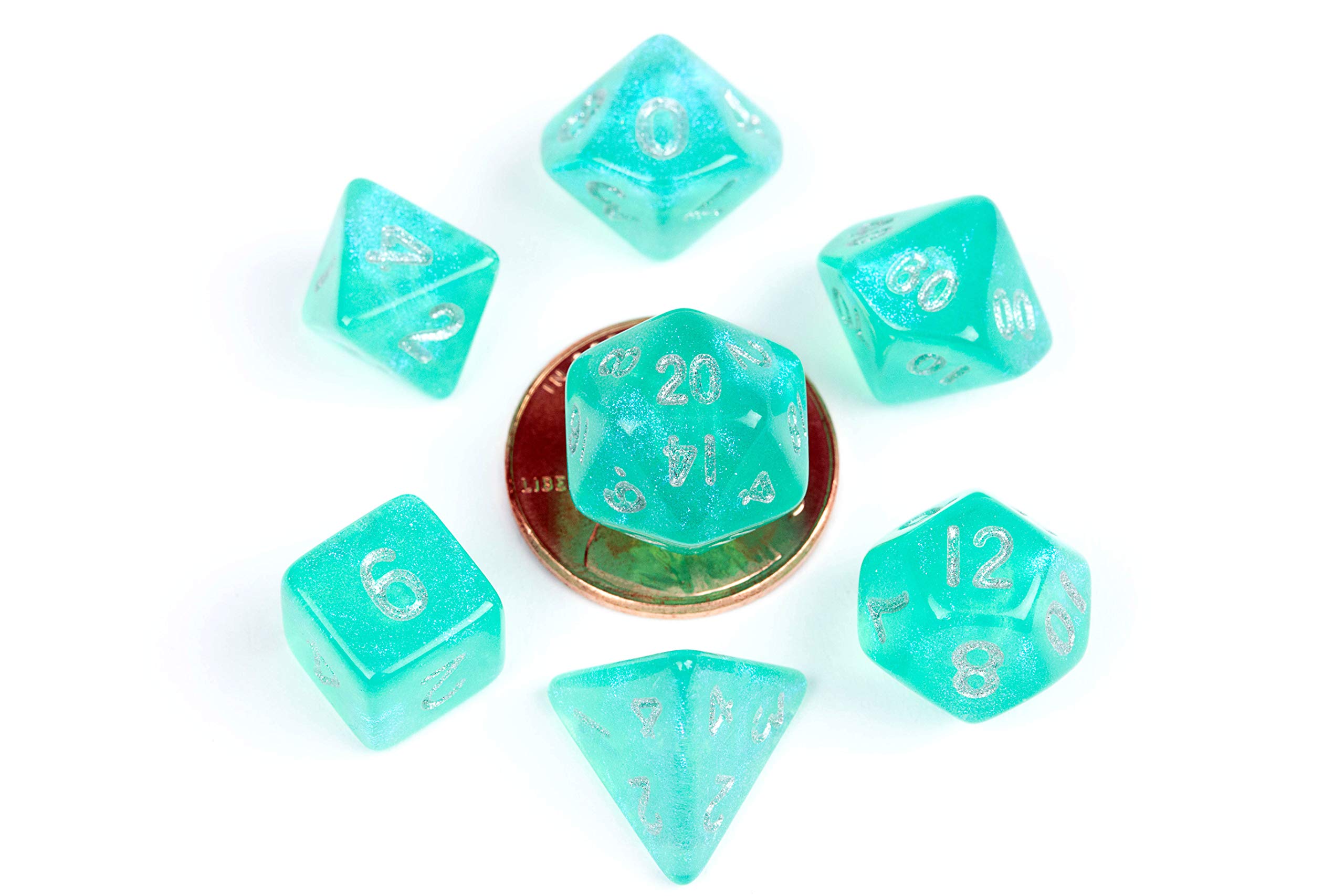 Stardust Turquoise 10mm Mini Poly Dice Set