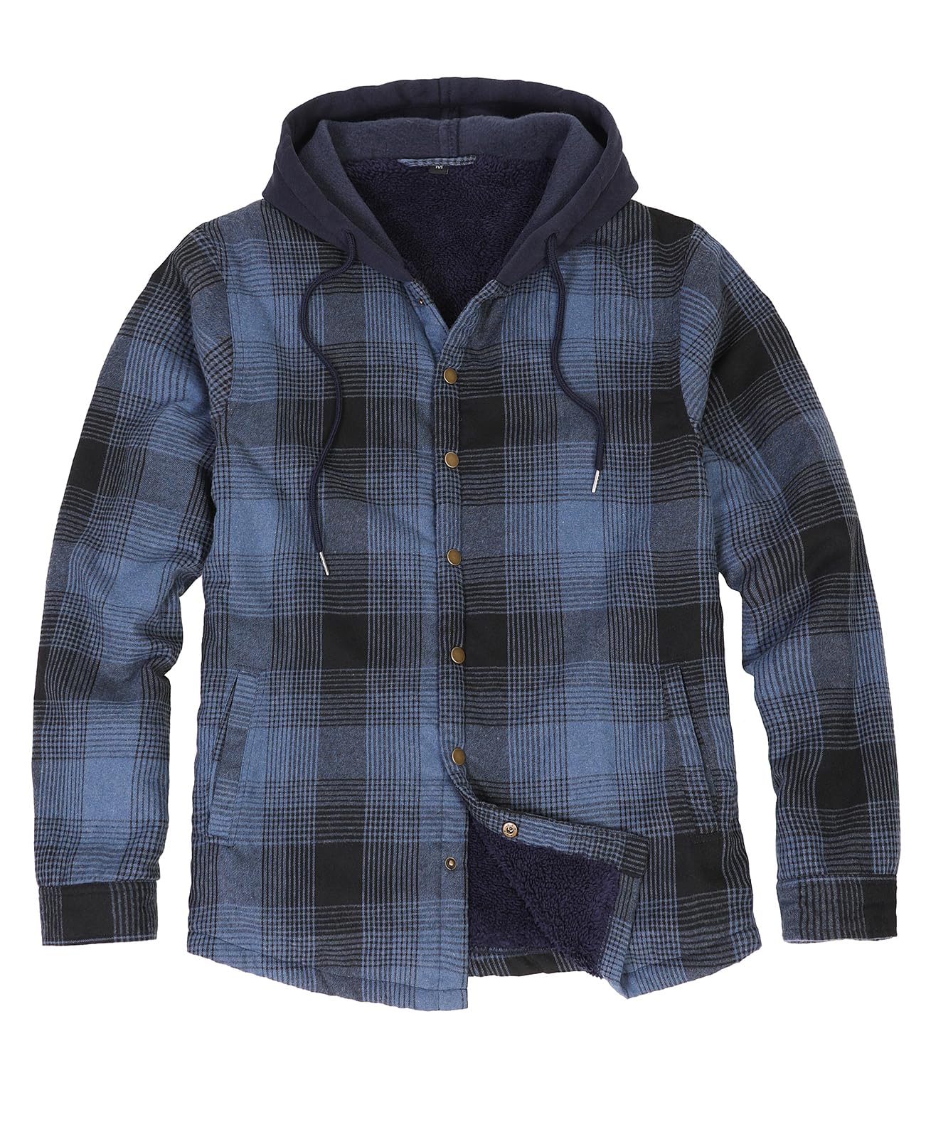 ZENTHACE Mens Hooded Flannel Shirt Jacket Camisa de trabajo con botones Hombre